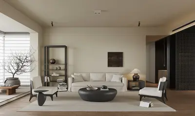 Minimalist Living Room with Neutral Tones 3d model