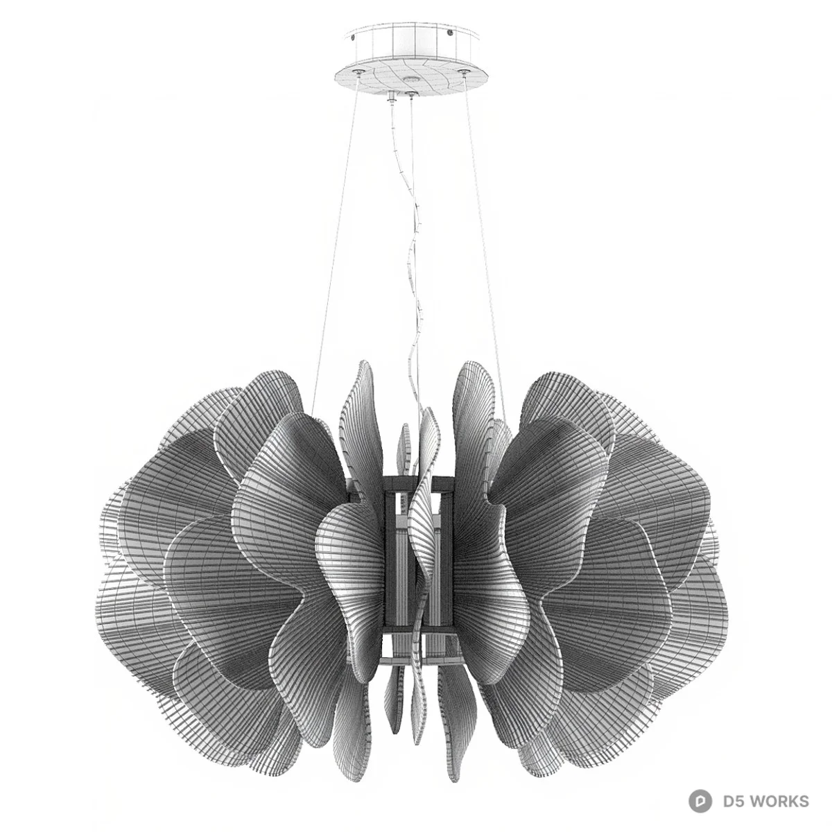 Floral Modern Chandelier 3d model thumbnail 2