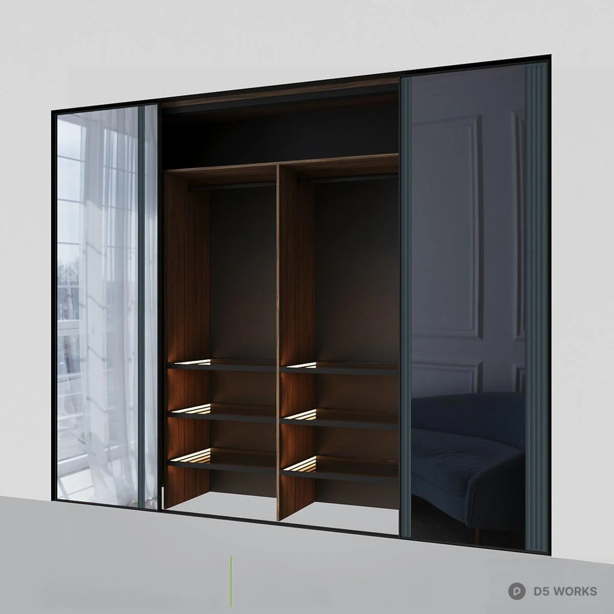 Minimalist Sliding Door 3d model thumbnail 2