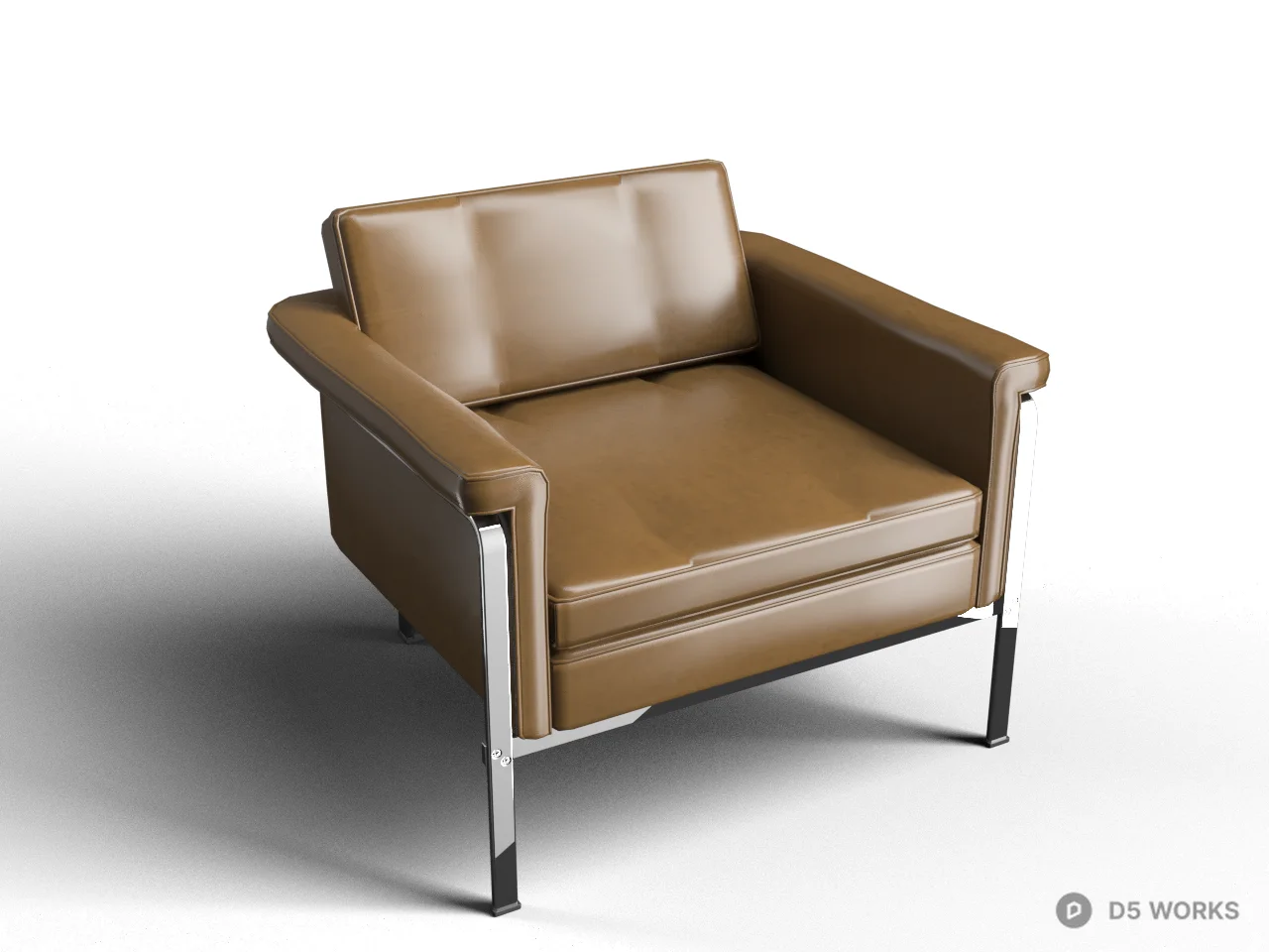 Minimalist Leather Armchair 3d model - Image 1