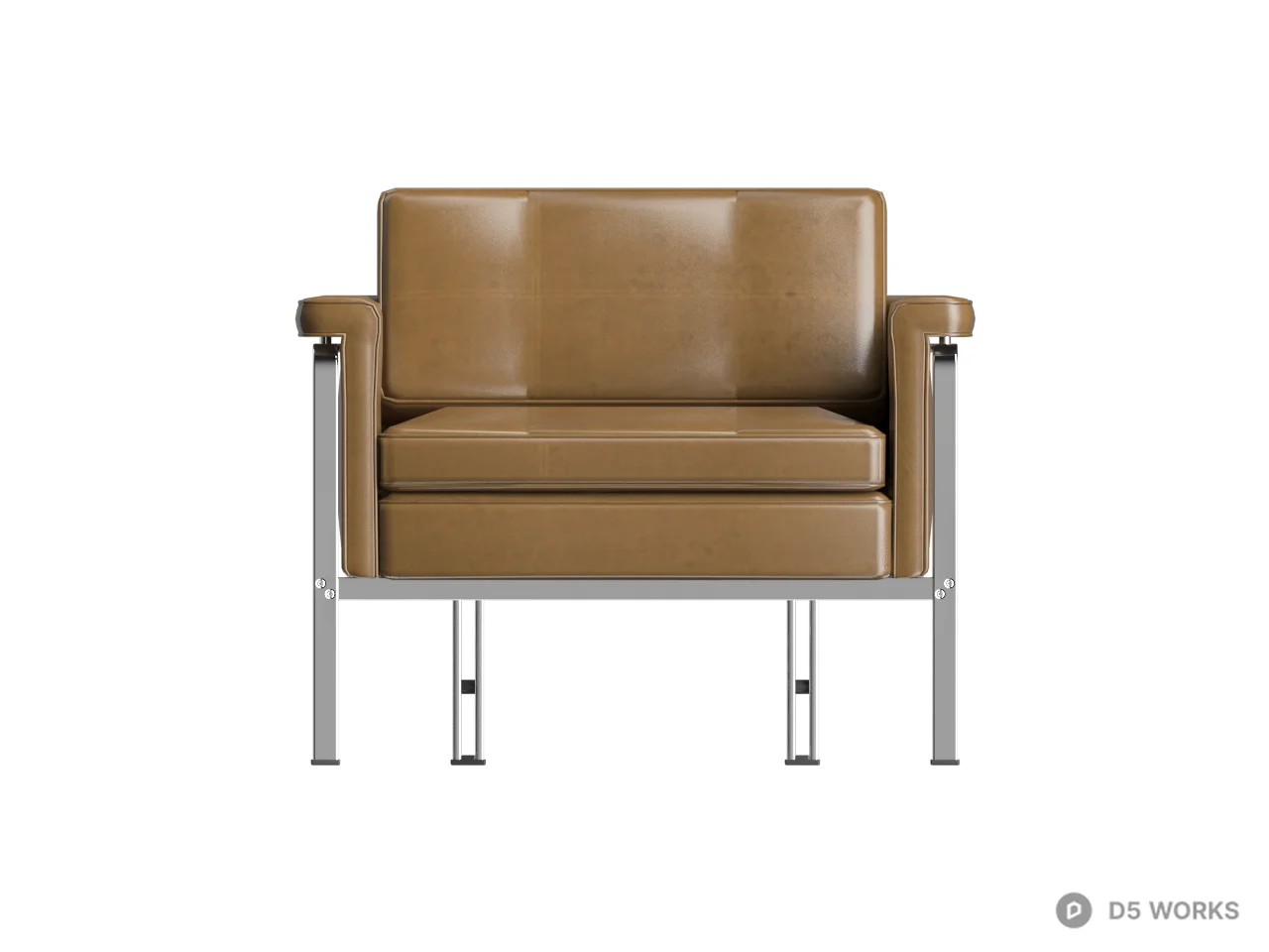 Minimalist Leather Armchair 3d model thumbnail 2