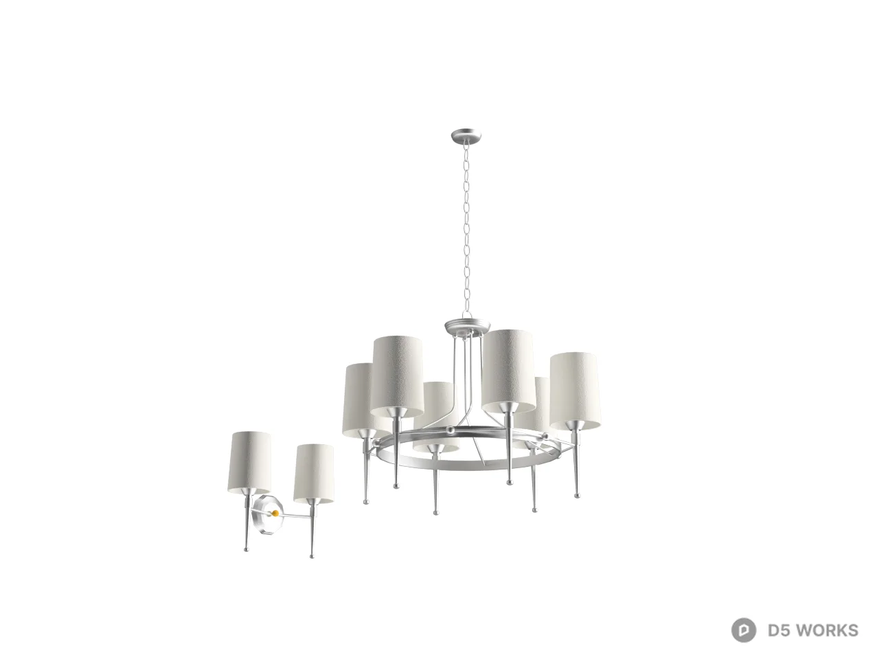 Modern Drum Shade Chandelier 3d model - Image 1
