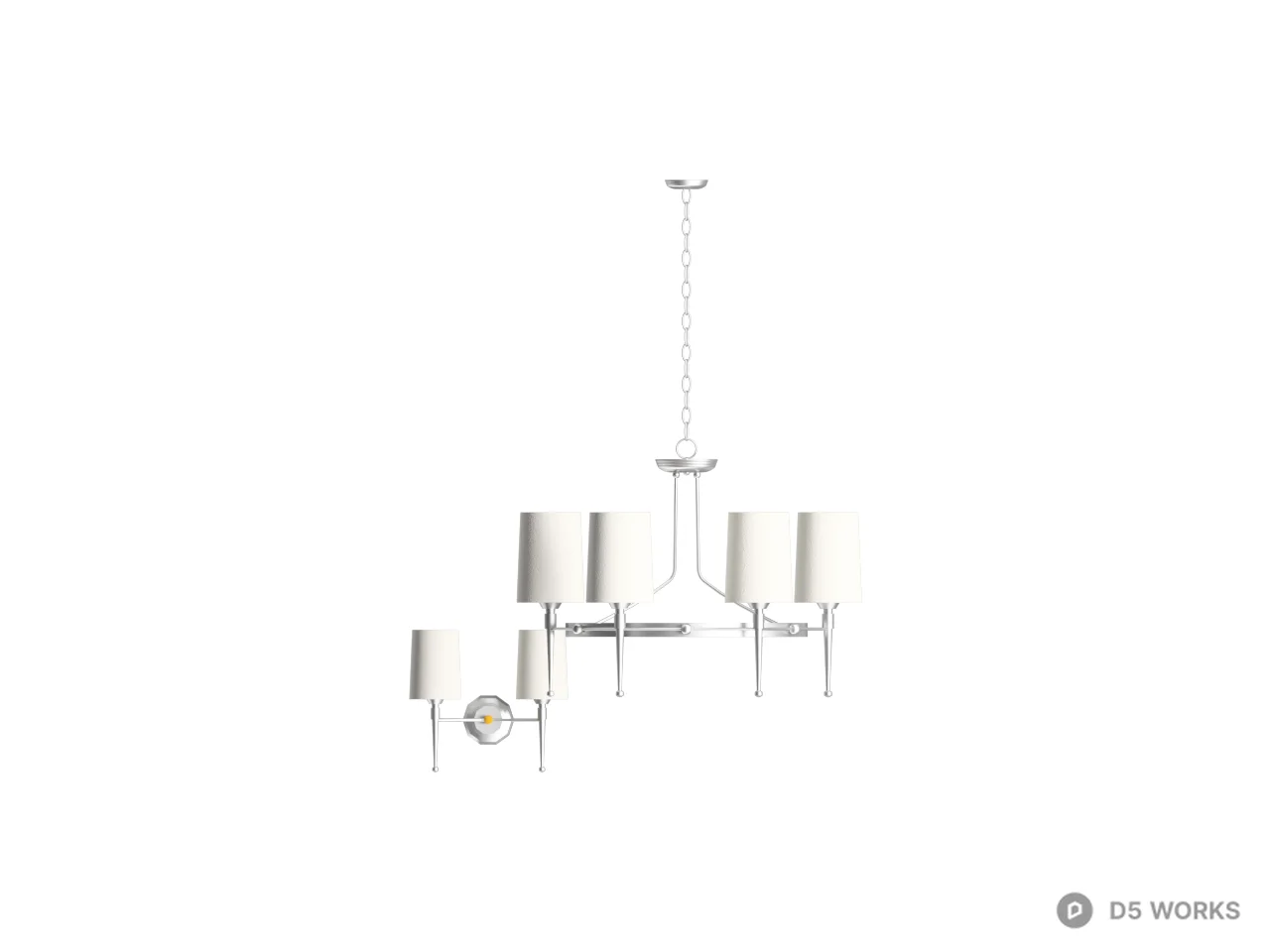 Modern Drum Shade Chandelier 3d model thumbnail 2