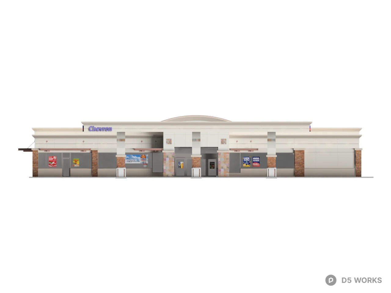 Modern Gas Station Architecture 3d model thumbnail 2