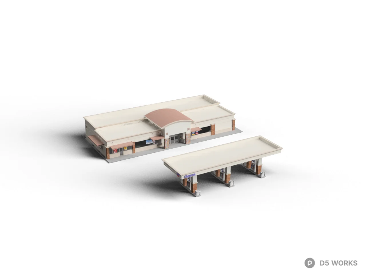 Modern Gas Station Architecture 3d model - Image 1