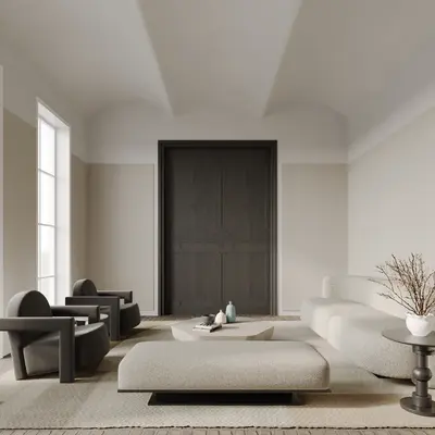 Minimalist Living Room with Neutral Tones 3d model