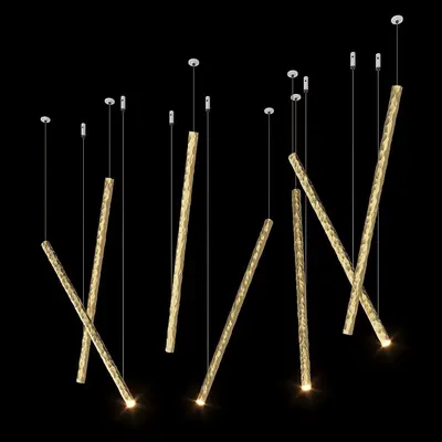 Textured Gold Linear Pendant Light 3d model
