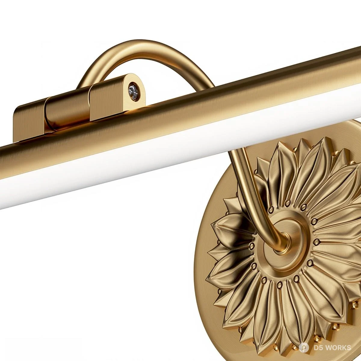 Ornate Floral Brass Wall Lamp 3d model thumbnail 2