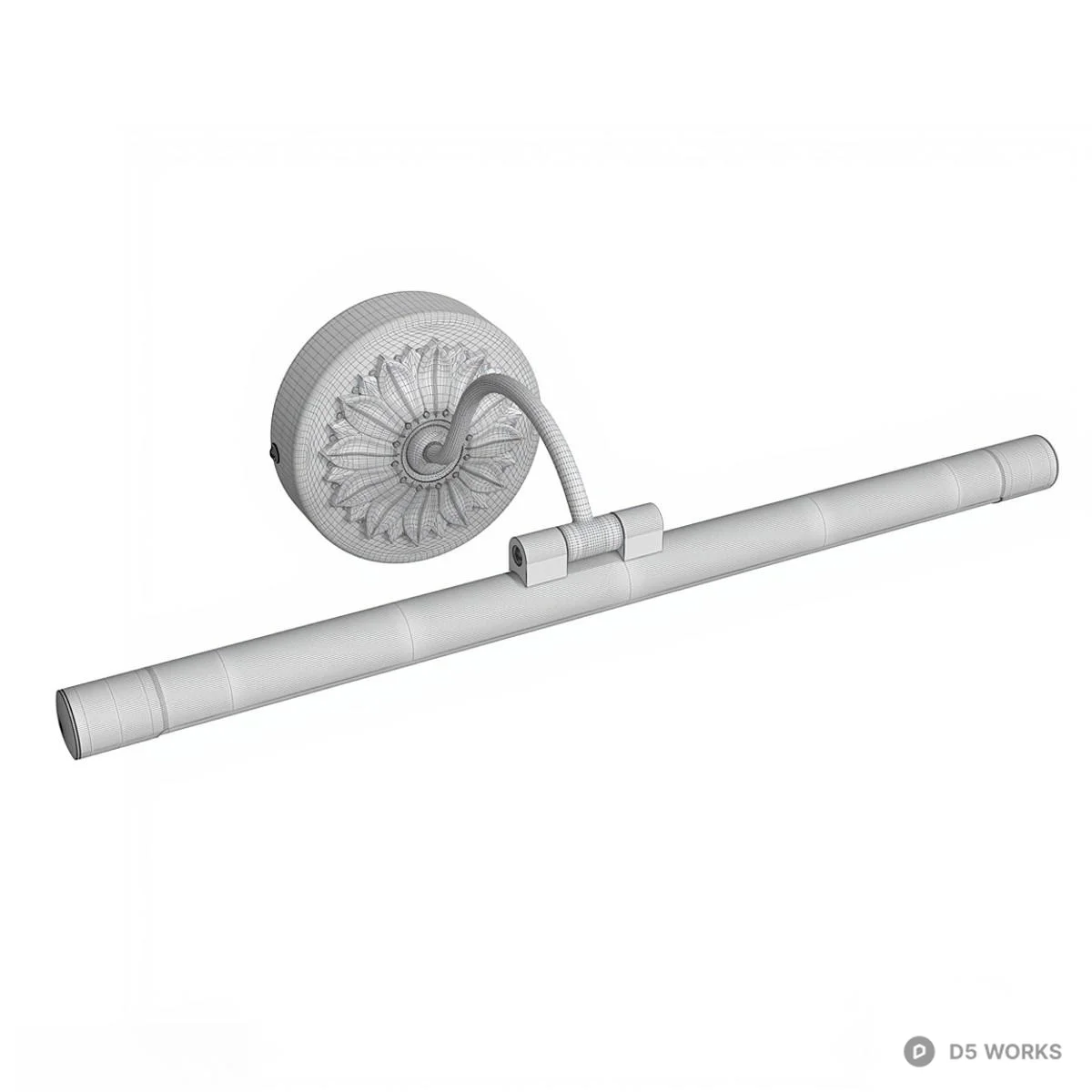 Ornate Floral Brass Wall Lamp 3d model thumbnail 3