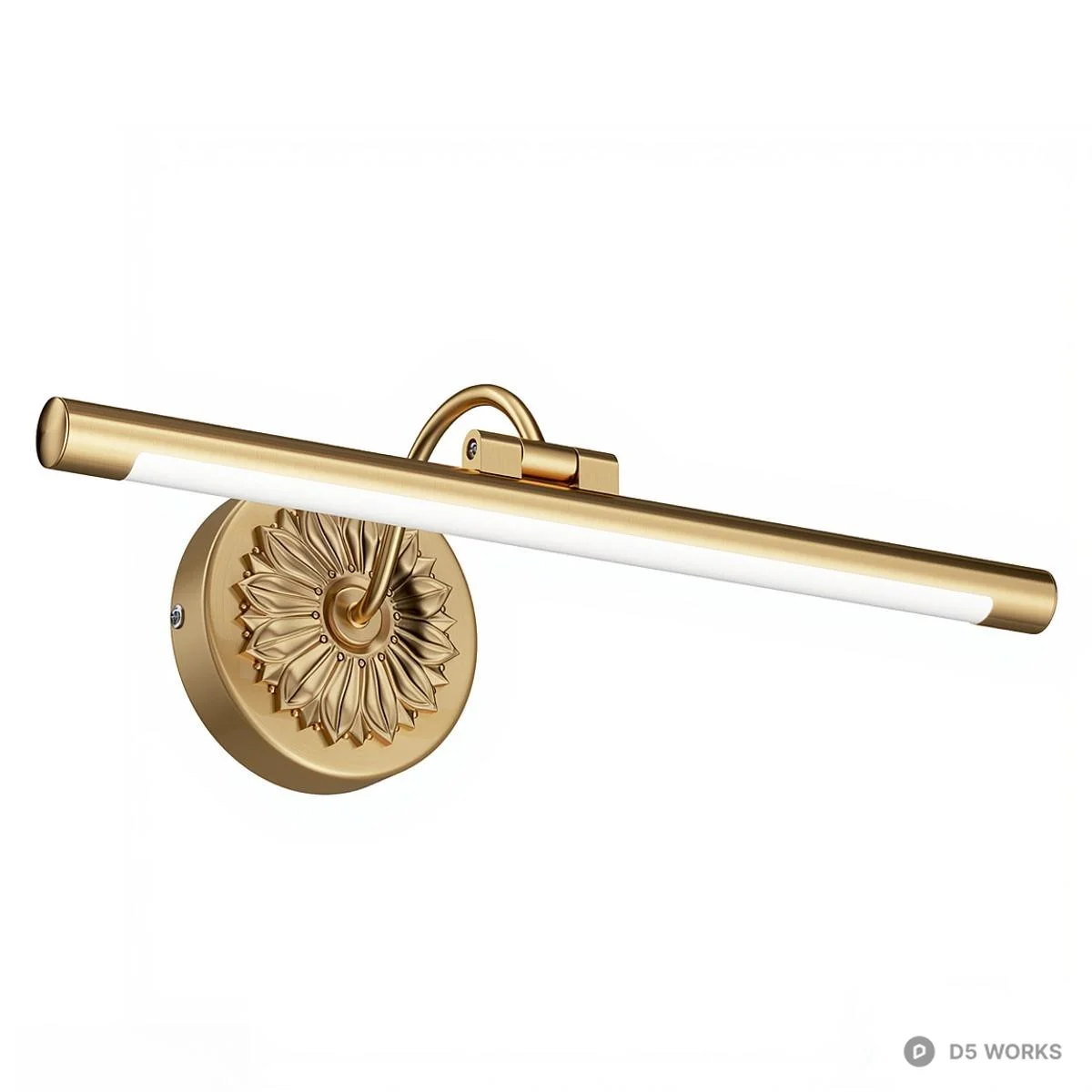 Ornate Floral Brass Wall Lamp 3d model - Image 1