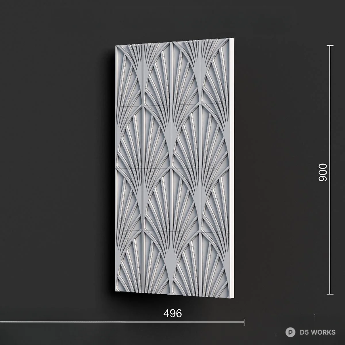 Art Deco Fan Pattern Wall Panel 3d model thumbnail 2