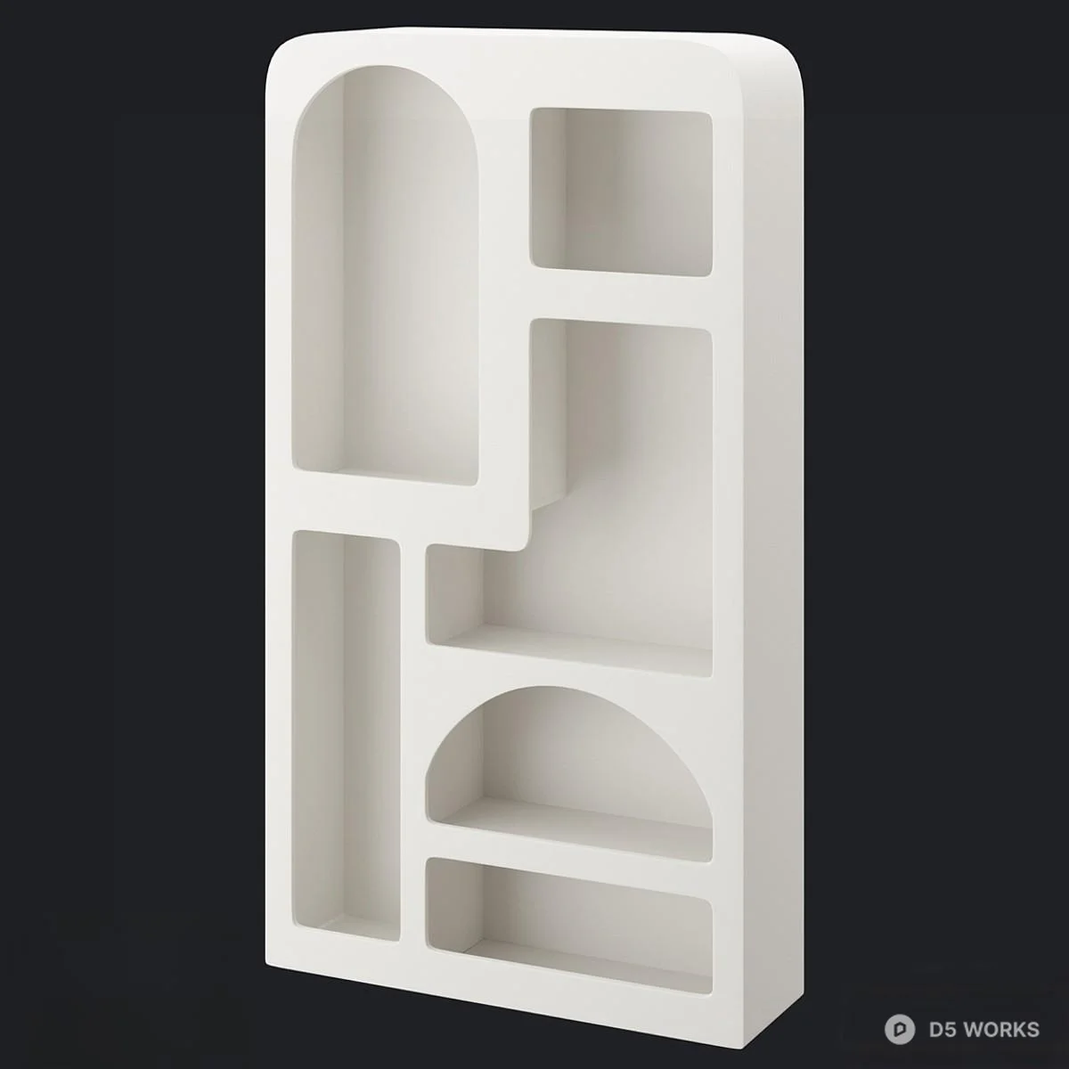 Minimalist White Modular Shelving Unit 3d model - Image 1