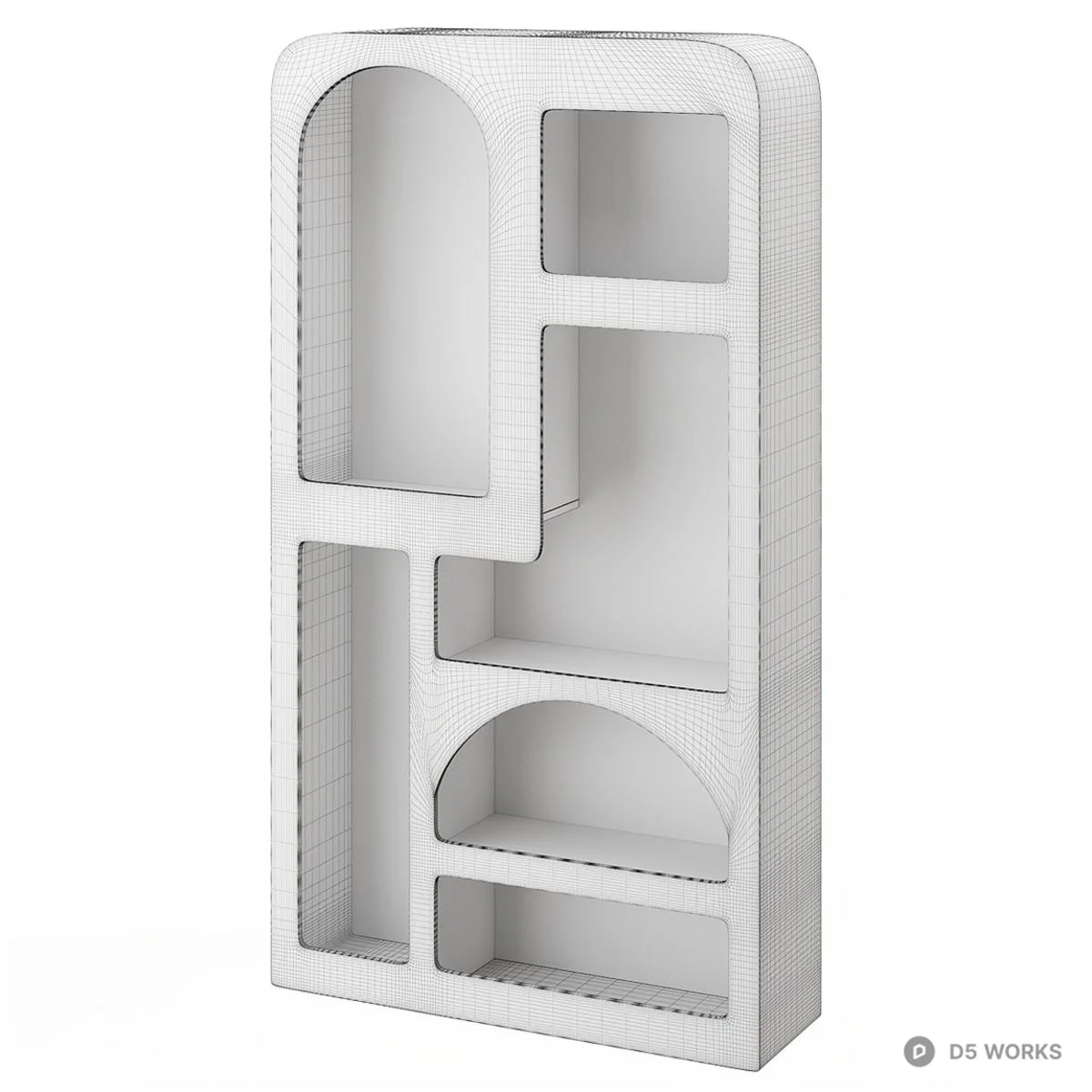 Minimalist White Modular Shelving Unit 3d model thumbnail 2