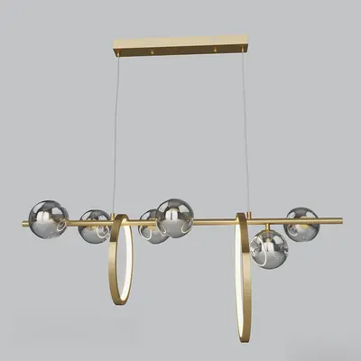 Modern Brass And Glass Ring Pendant Light 3d model