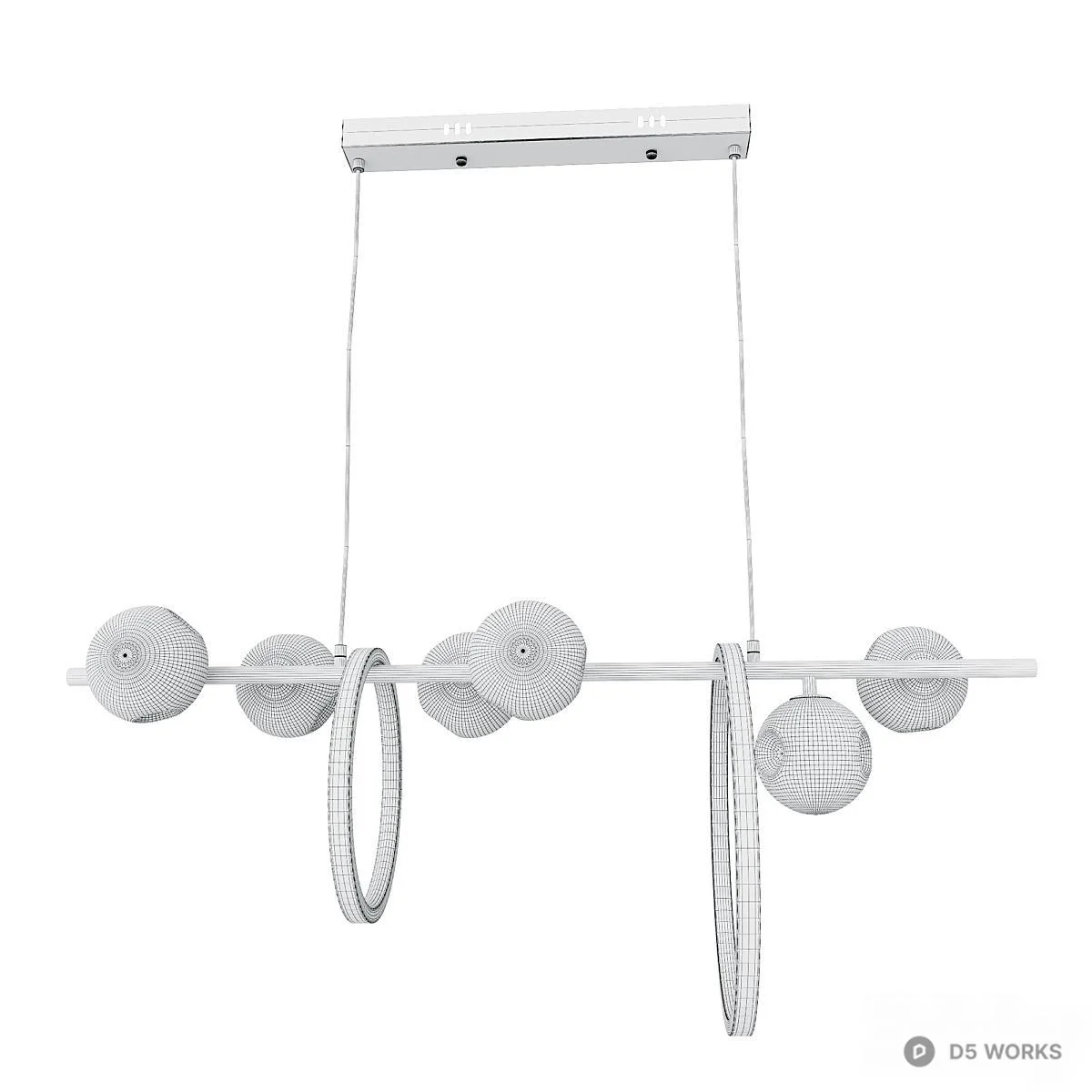 Modern Brass And Glass Ring Pendant Light 3d model thumbnail 3