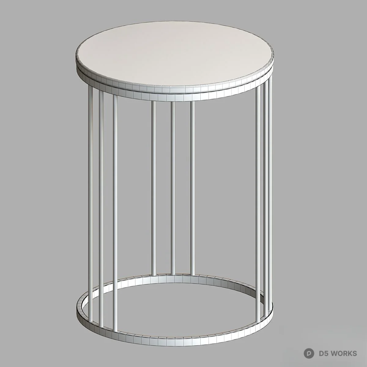 Marble Top Gold Frame Side Table 3d model thumbnail 2