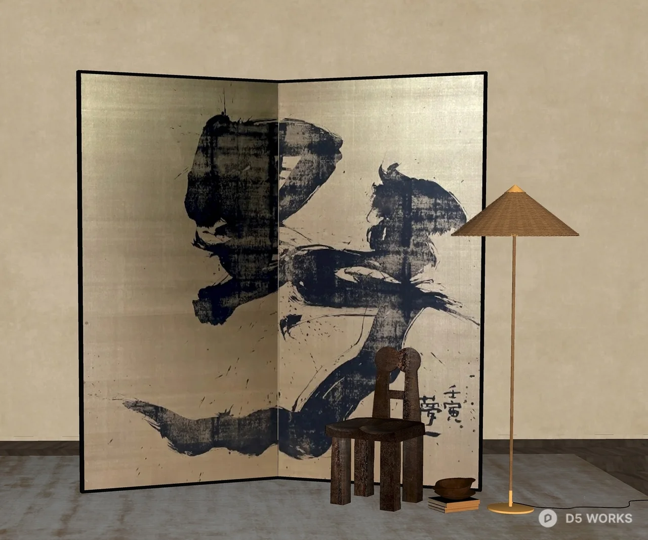Ink Wash Screen Panel 3d model thumbnail 2