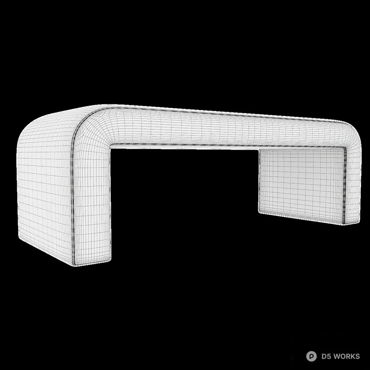 Minimalist Upholstered Bench 3d model thumbnail 4