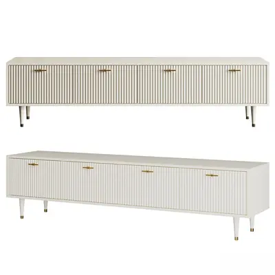 Retro Style Ribbed TV Cabinet 3d model