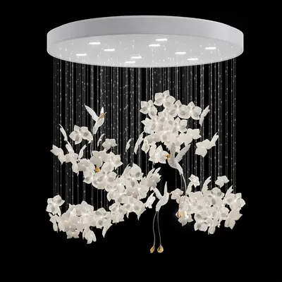 Floral Ceramic Pendant Light 3d model