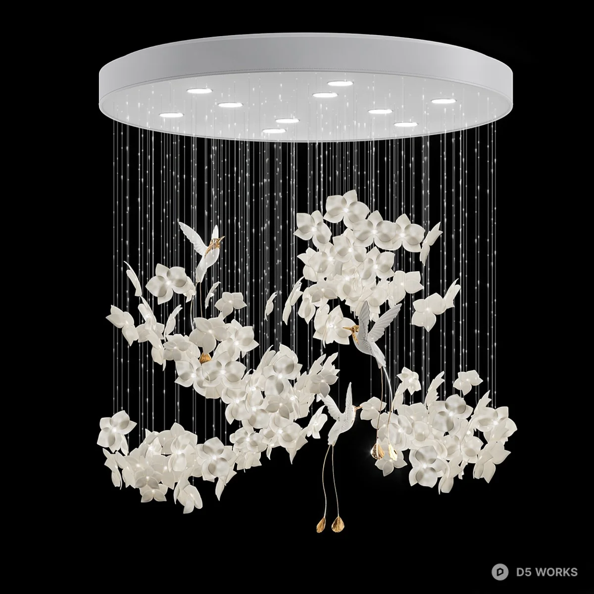 Floral Ceramic Pendant Light 3d model - Image 1
