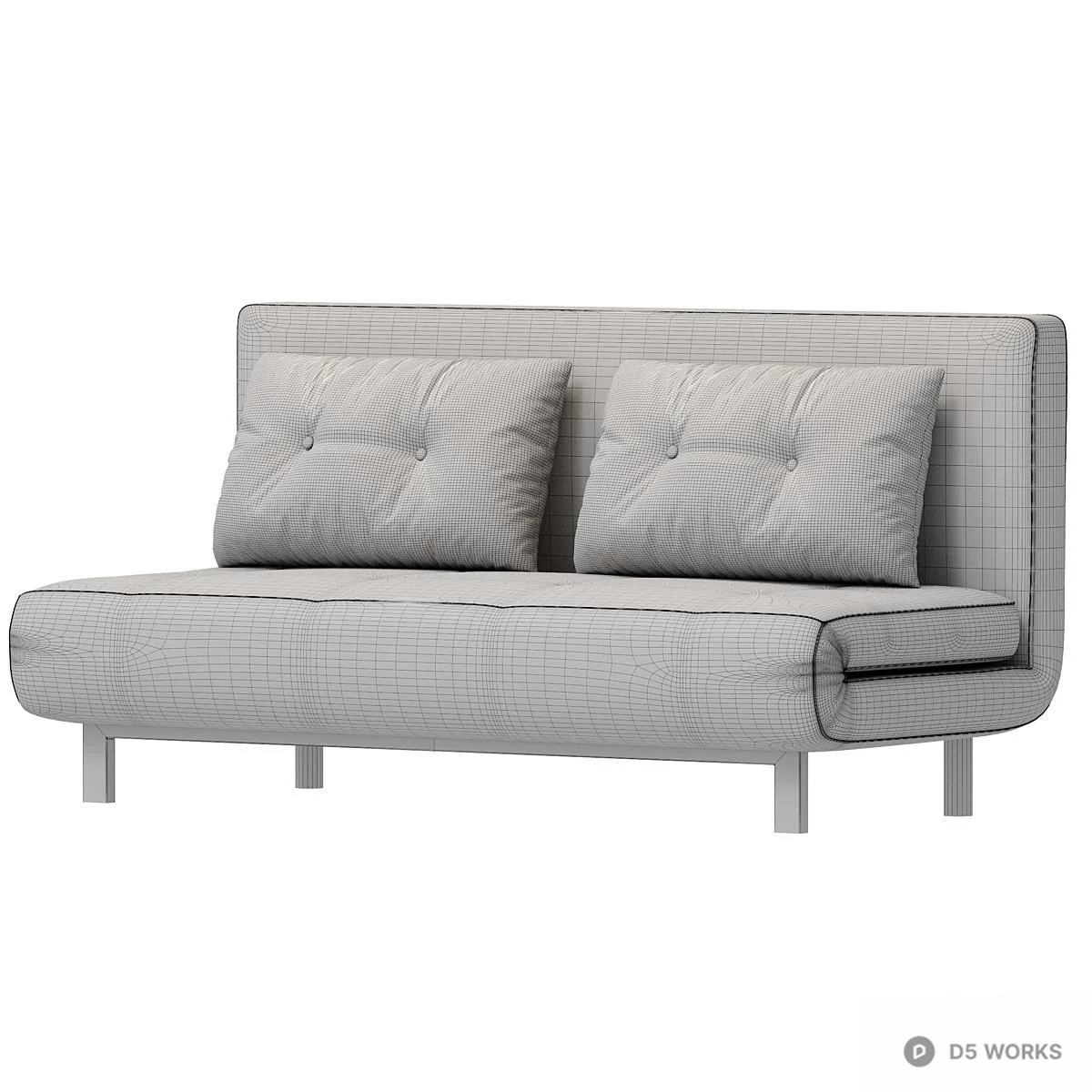 Velvet Upholstered Double Sofa 3d model thumbnail 4