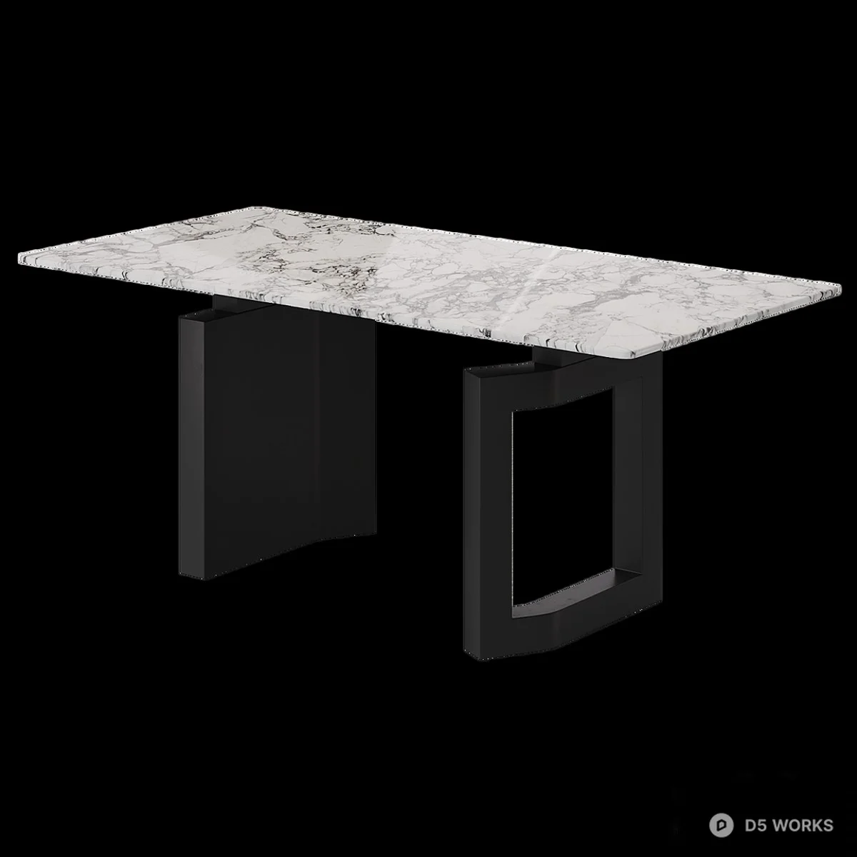 Marble Top Dining Table With Geometric Metal Base 3d model thumbnail 4