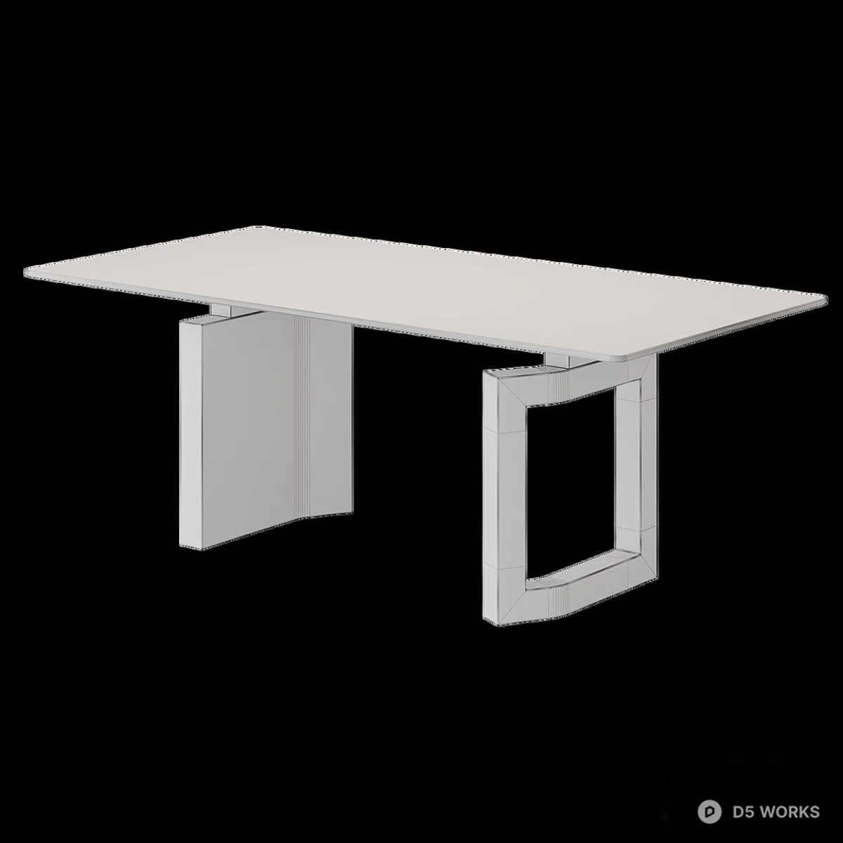 Marble Top Dining Table With Geometric Metal Base 3d model thumbnail 7