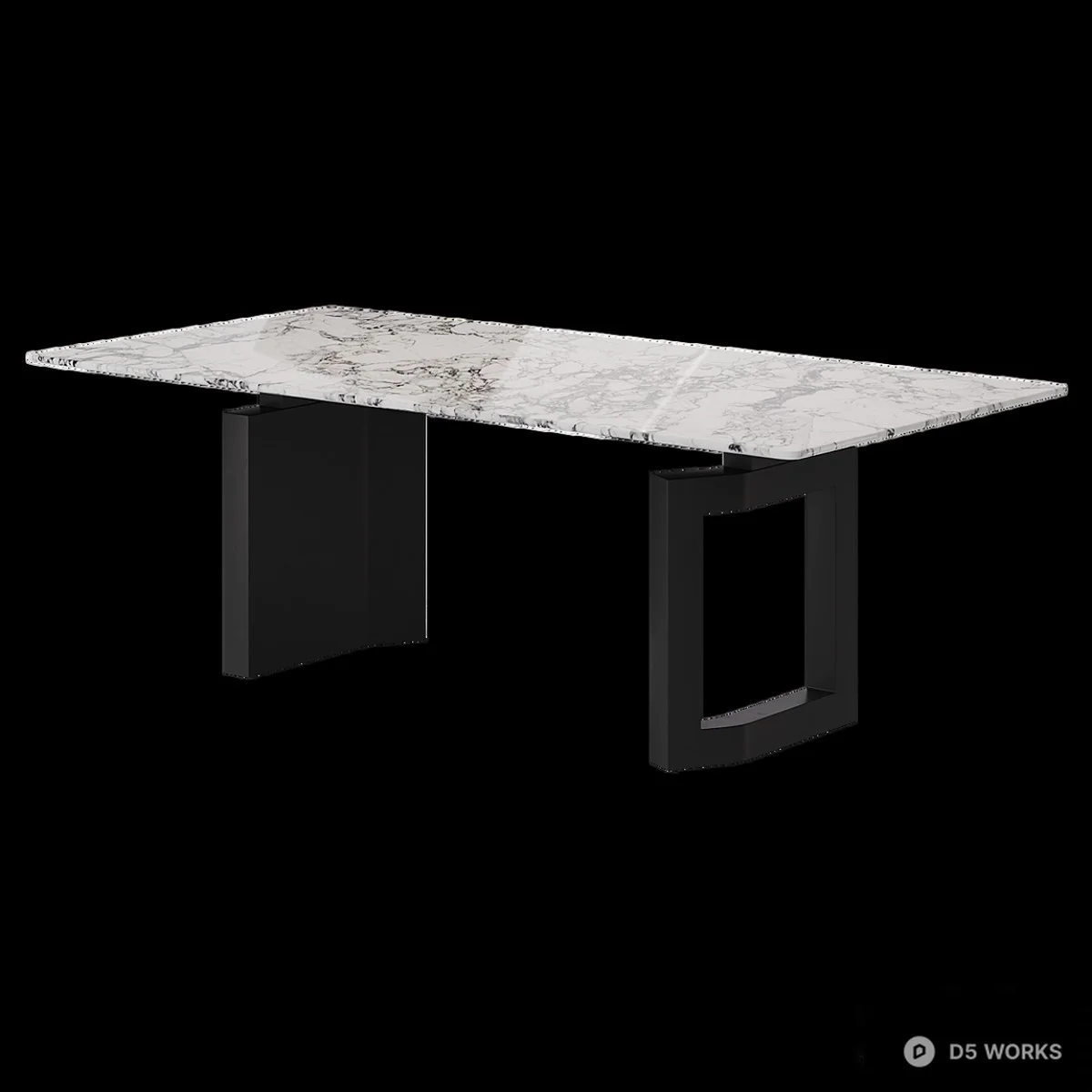 Marble Top Dining Table With Geometric Metal Base 3d model thumbnail 6