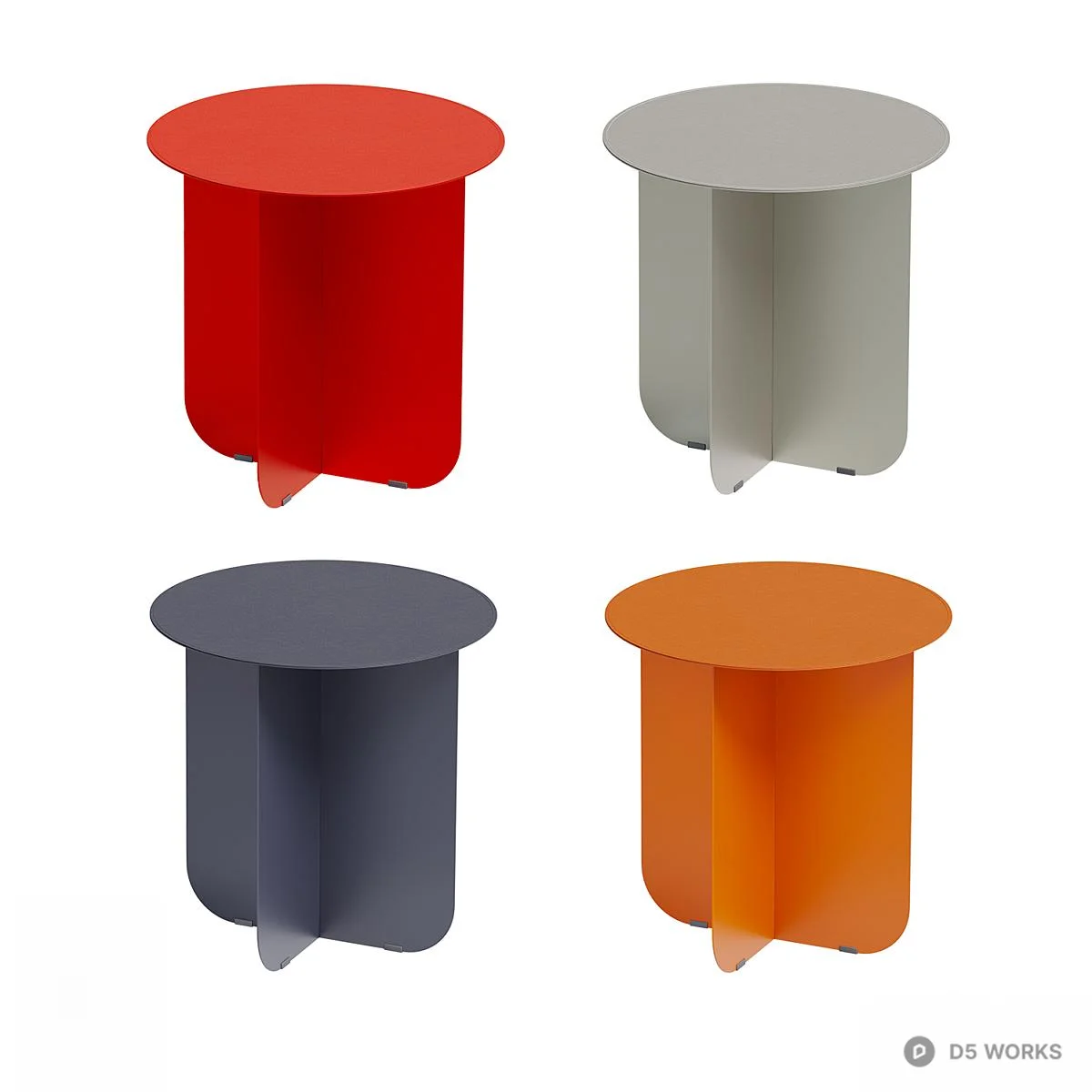 Bold Red Minimalist Side Table 3d model thumbnail 2