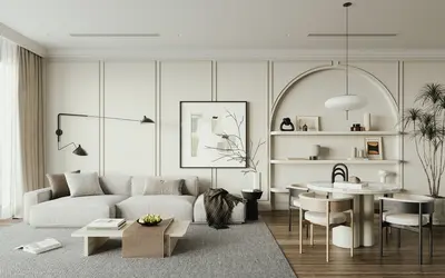 Modern Minimalist Living Dining Space 3d model