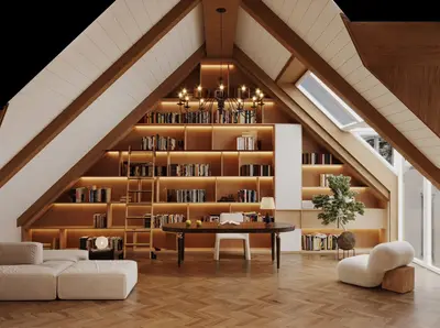 Organic Modern Mid-Century Modern Study Room