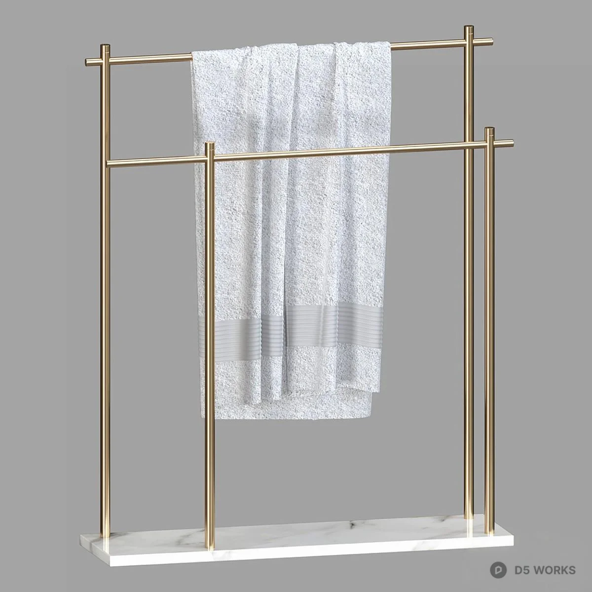 Minimalist Brass Towel Rack 3d model thumbnail 2