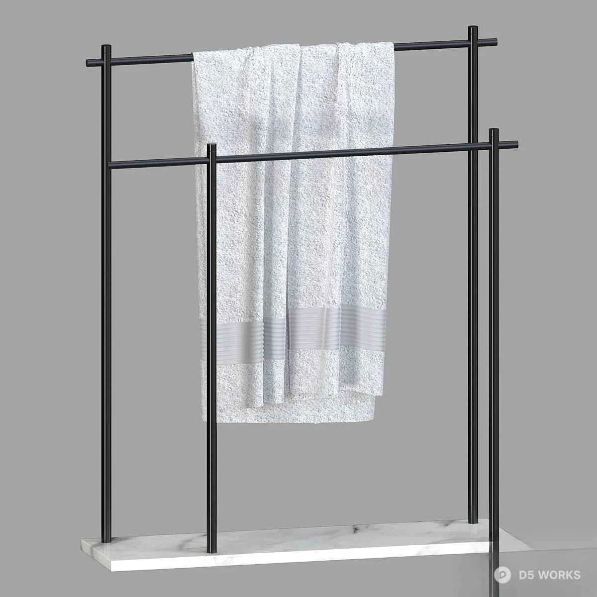 Minimalist Brass Towel Rack 3d model thumbnail 3