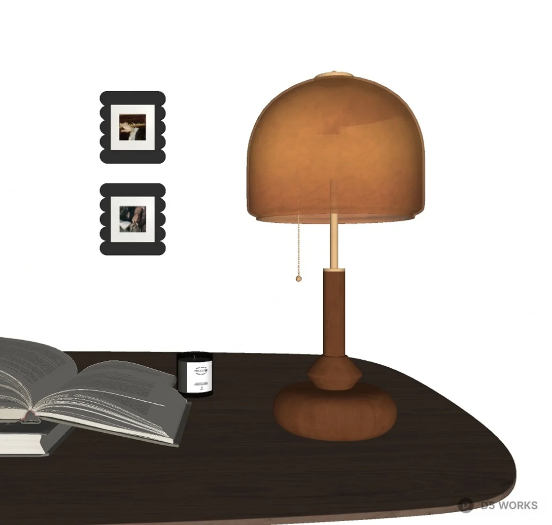 Amber Glass Modern Table Lamp 3d model thumbnail 2