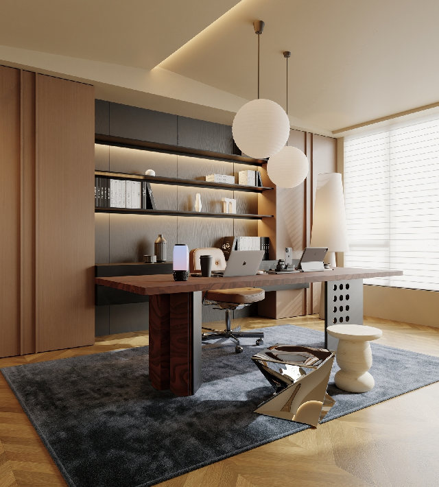 Mid-Century Modern Study Room