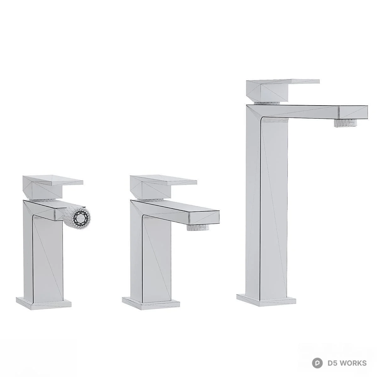 Modern Shower Faucet Set 3d model thumbnail 7