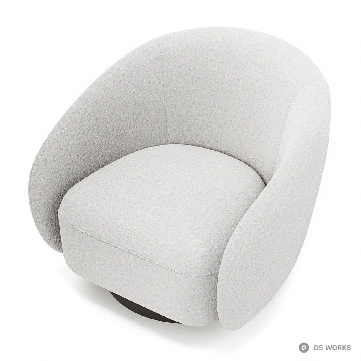 Curved Upholstered Swivel Armchair 3d model thumbnail 3