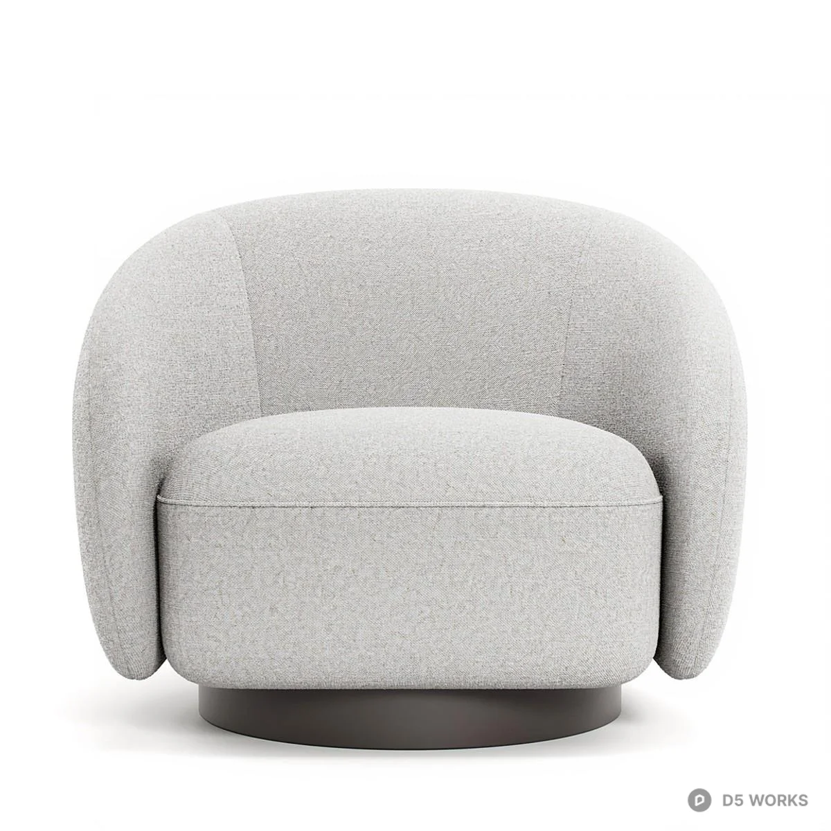 Curved Upholstered Swivel Armchair 3d model thumbnail 2