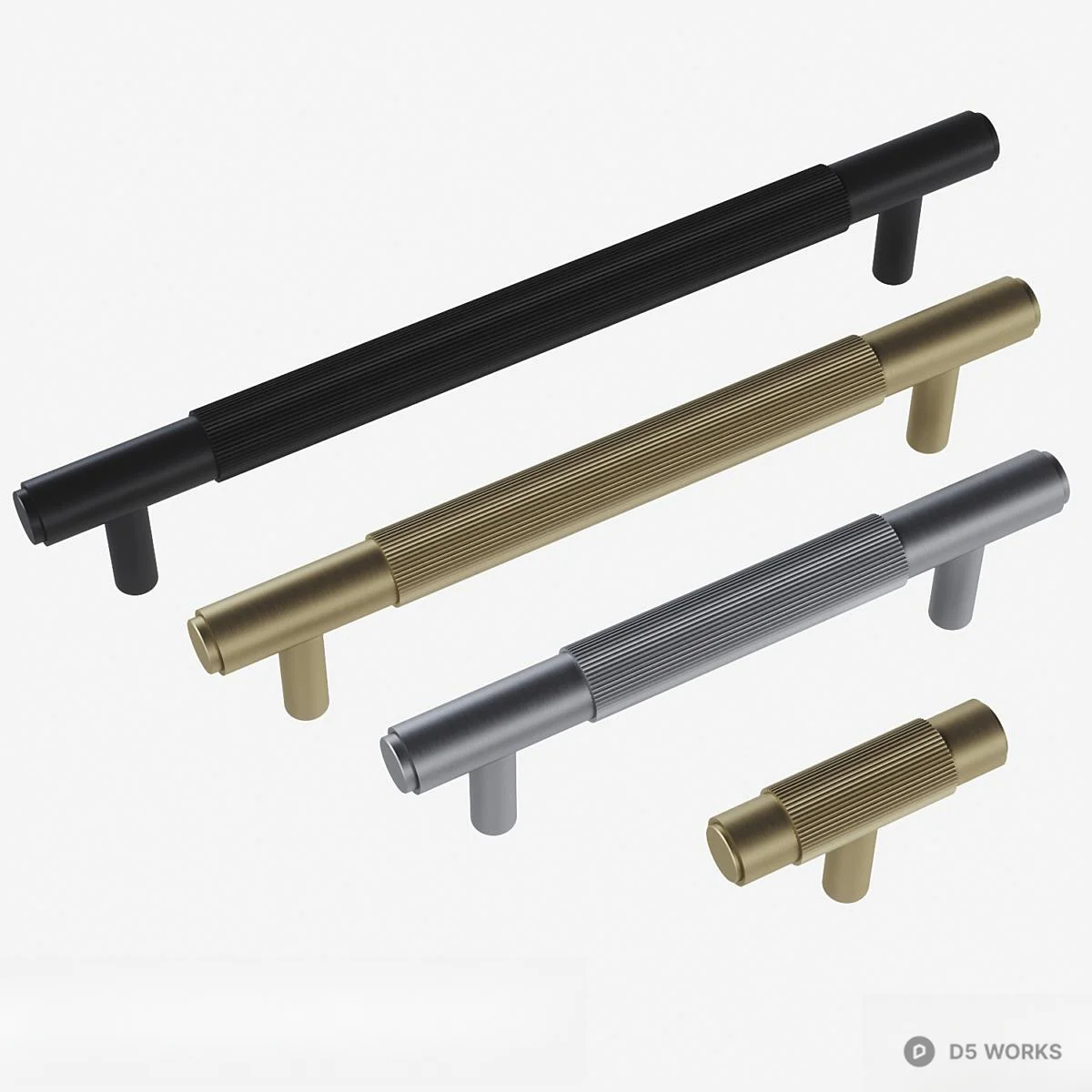 Textured Metal Cabinet Pull Handles 3d model - Image 1