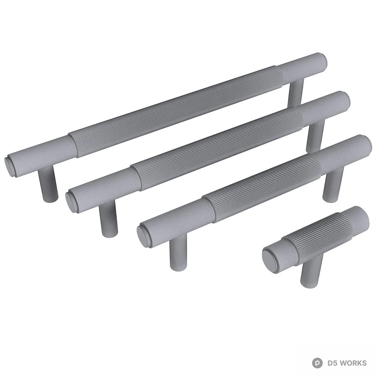 Textured Metal Cabinet Pull Handles 3d model thumbnail 3