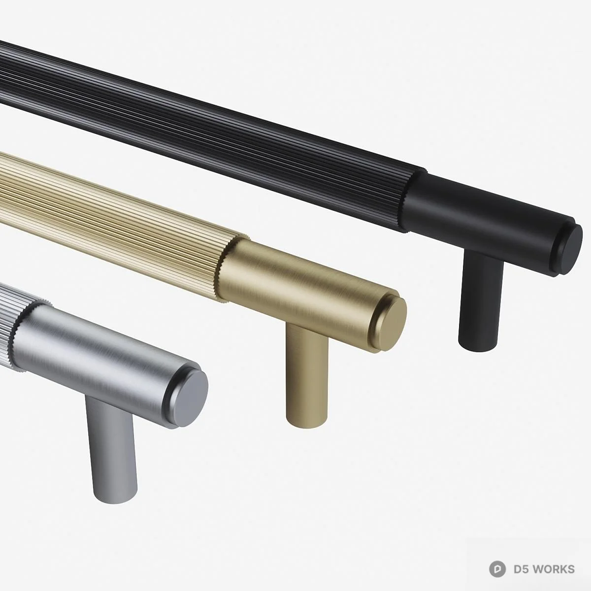 Textured Metal Cabinet Pull Handles 3d model thumbnail 2