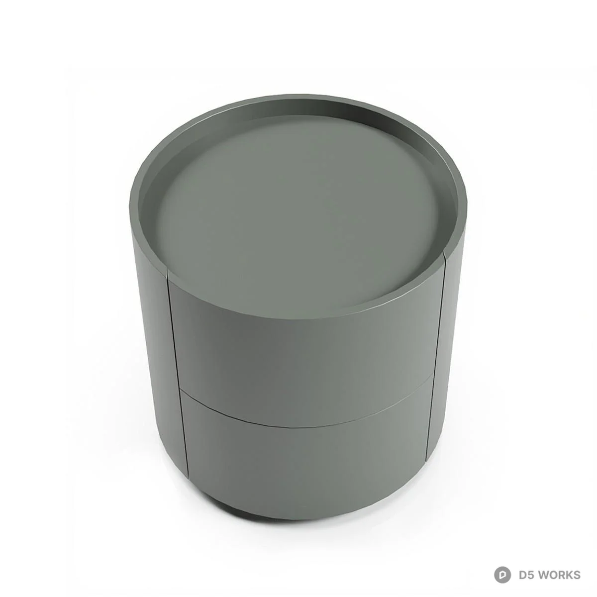 Minimalist Cylindrical Bedside Cabinet 3d model thumbnail 3