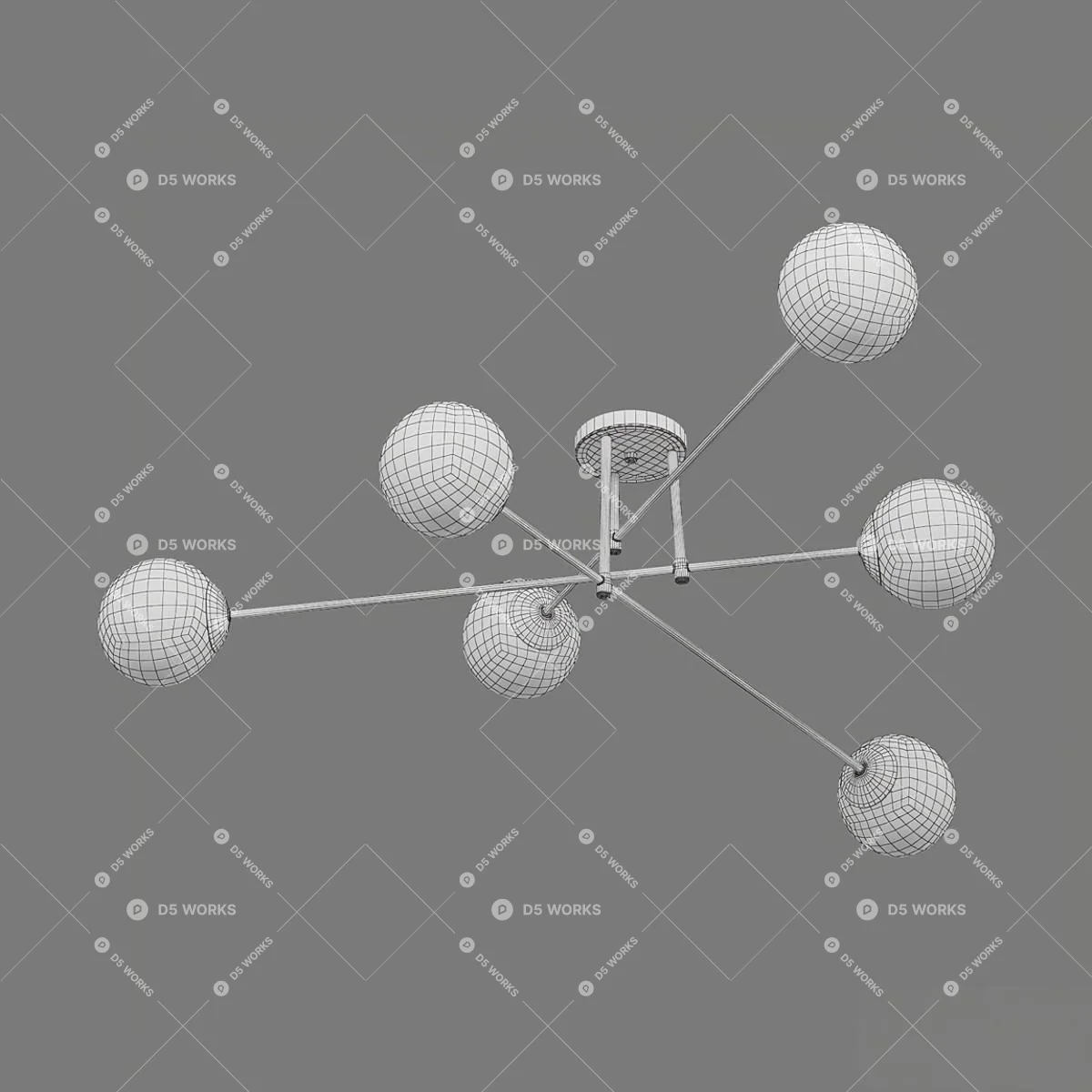 Modern Flush Mount Light 3d model thumbnail 5