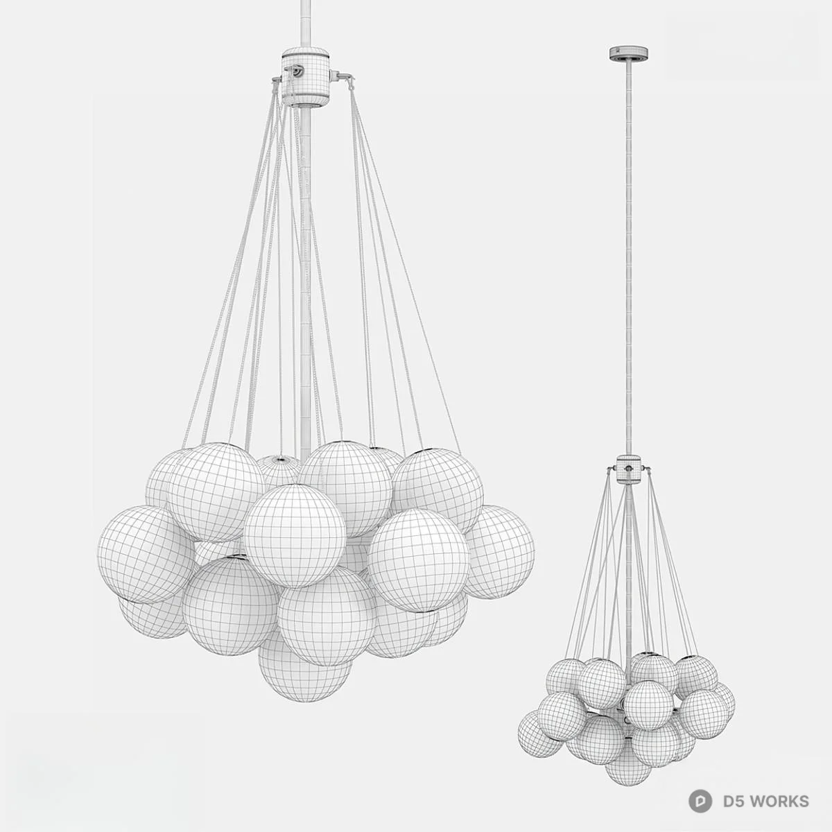 Clustered Frosted Glass Pendant Light 3d model thumbnail 2