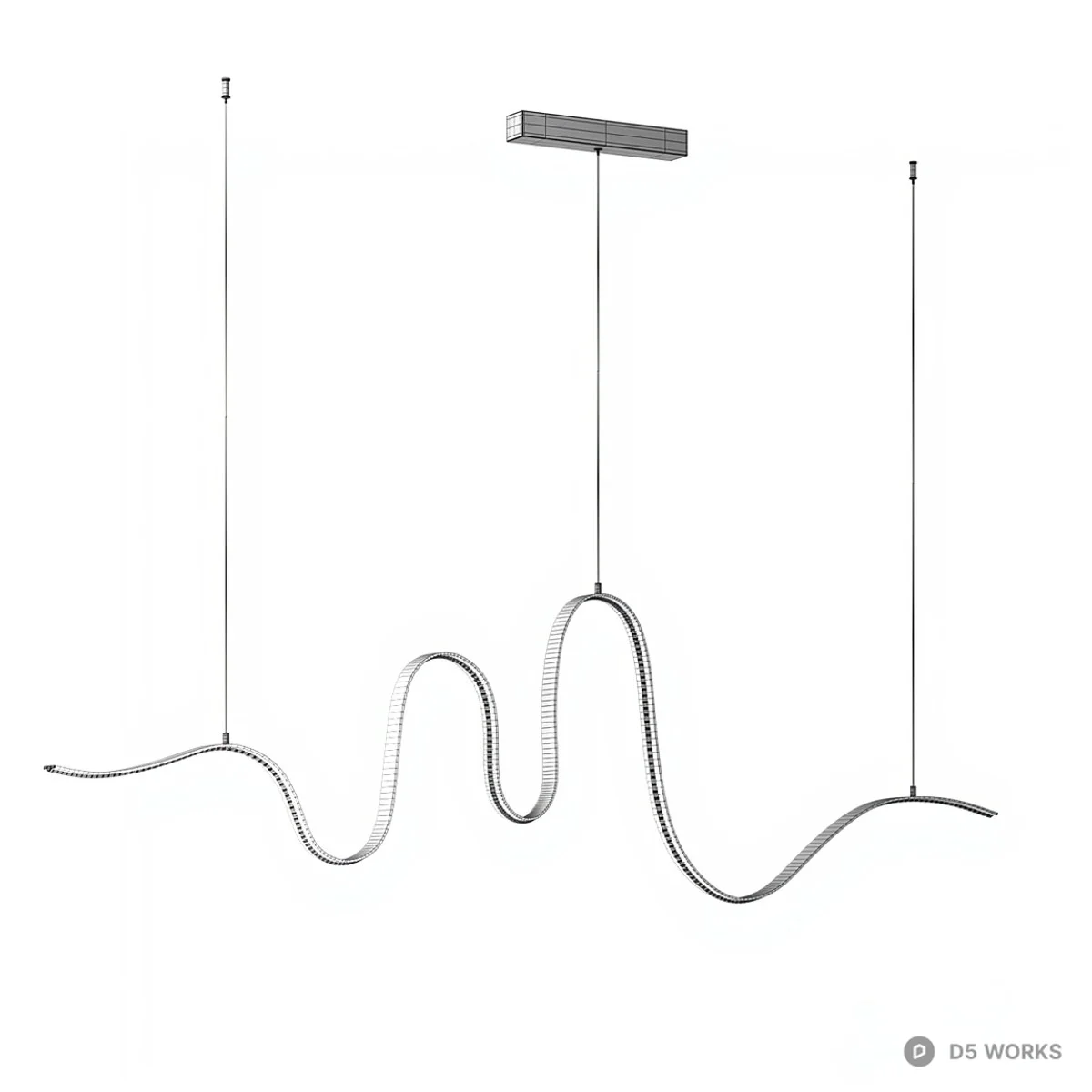 Wavy Linear Pendant Light 3d model thumbnail 3