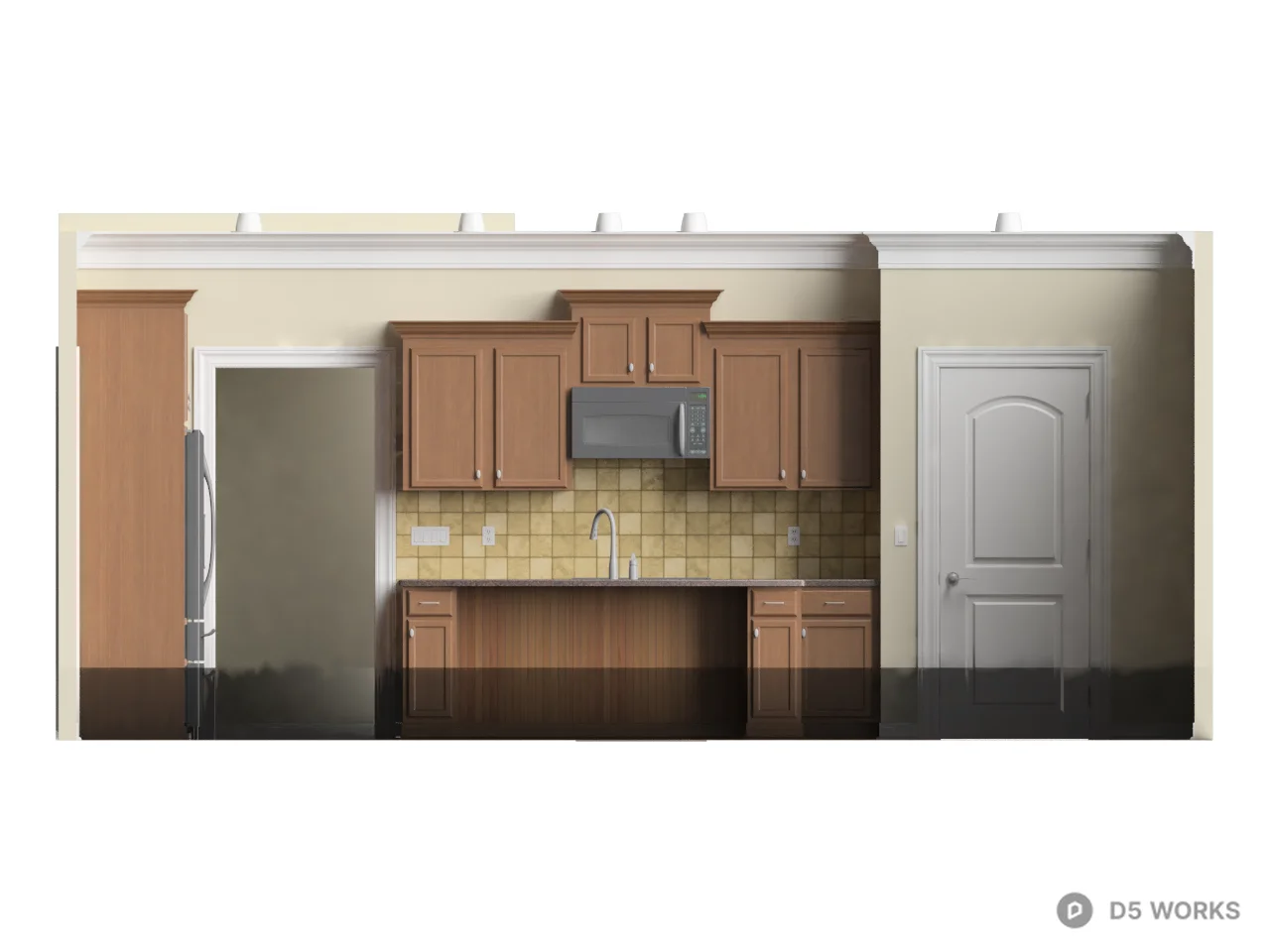 Open Kitchen Layout with Island 3d model thumbnail 2