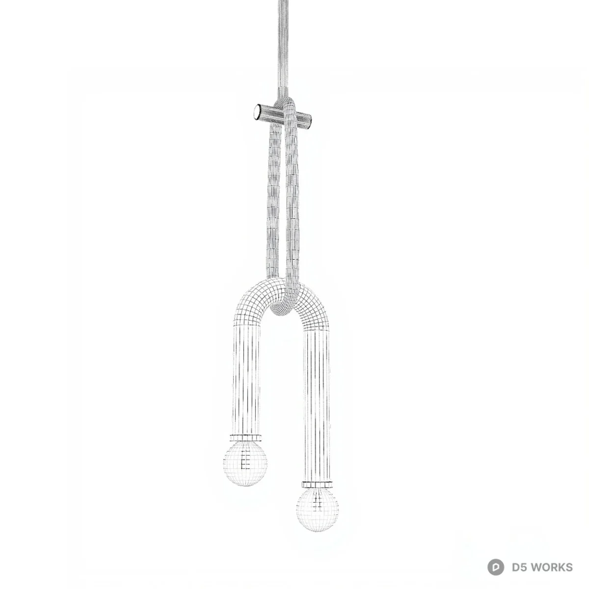 Minimalist Black U Shaped Pendant Light 3d model thumbnail 2