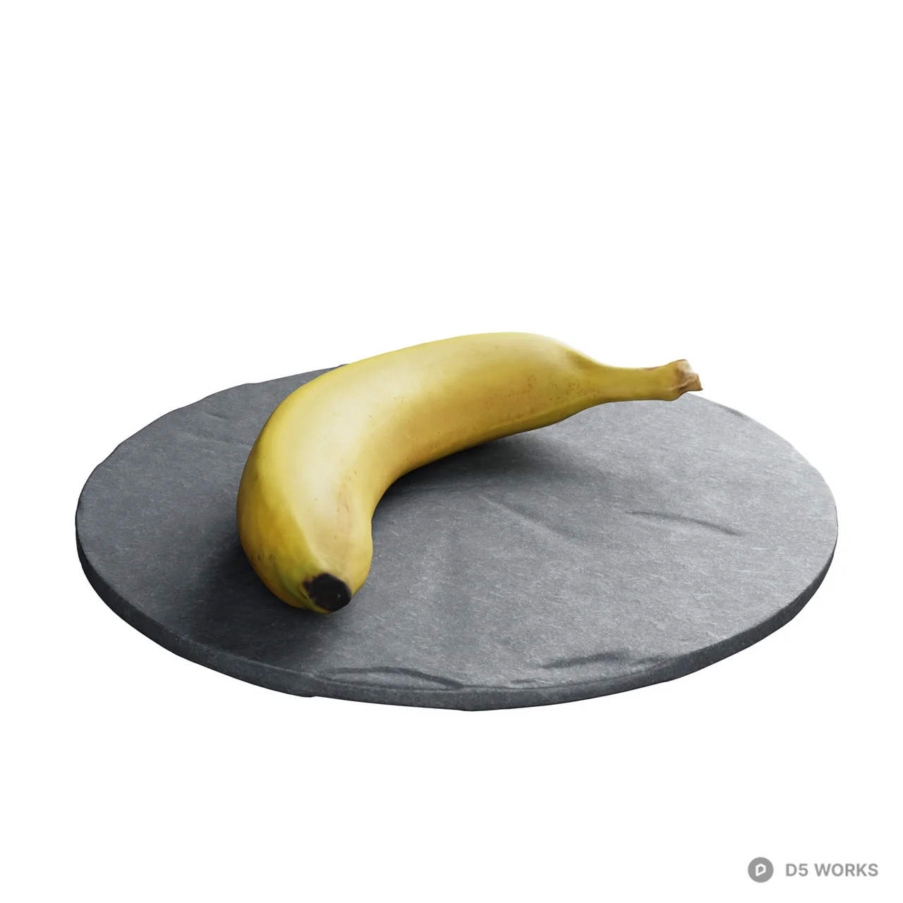 Minimalist Slate Fruit Plate With Banana 3d model - Image 1