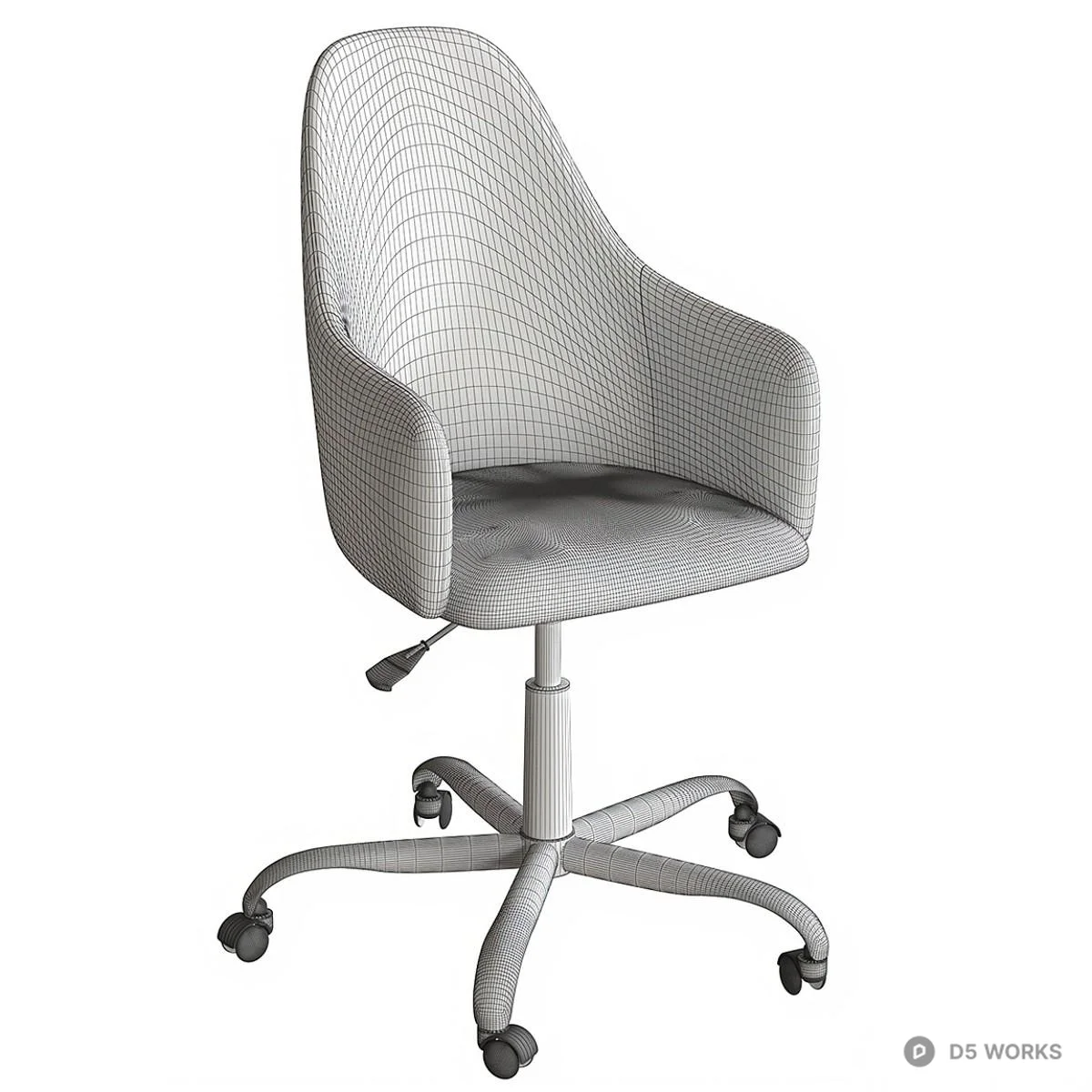 Velvet Upholstered Office Chair 3d model thumbnail 5